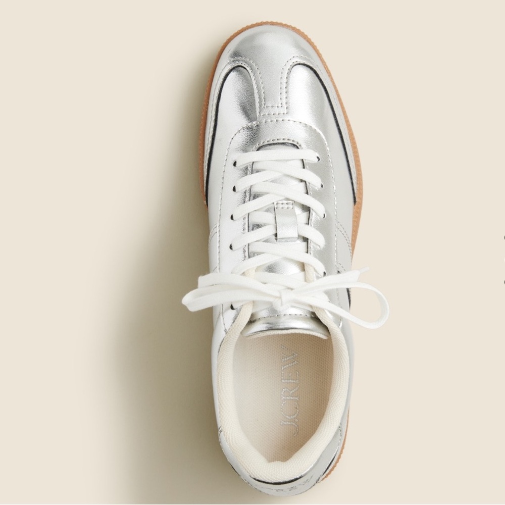J. Crew Silver and White Women's Sneakers NWT $168 - Picture 3 of 11